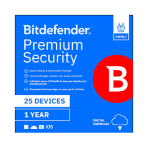 Bitdefender Premium Security Family Protection for Twenty Five Devices One Year