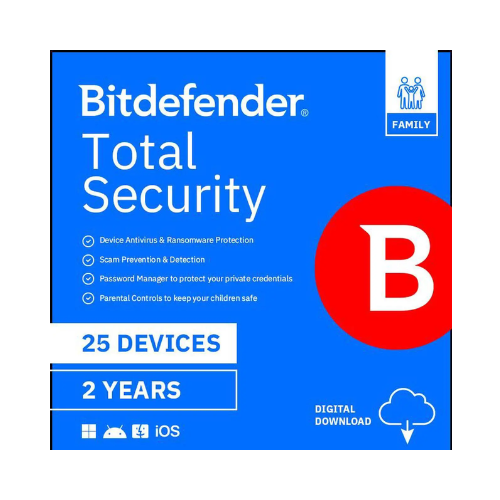 Bitdefender Total Security Family Protection for Twenty Five Devices Two Years