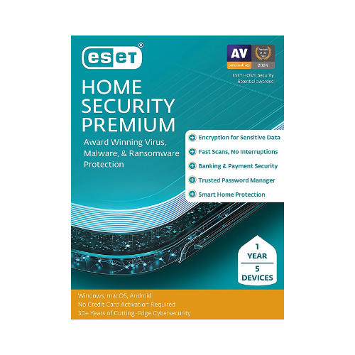 ESET Home Security Premium Protection Suite for Five Devices One Year