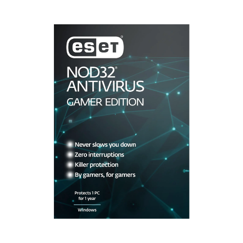 ESET NOD32 Antivirus 2026 Gamer Protection for One PC One Year