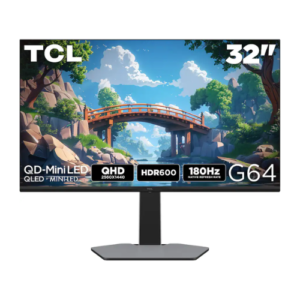 TCL 32 Inch G64 Series QHD HDR QD-Mini LED Gaming Monitor – Black and Gray