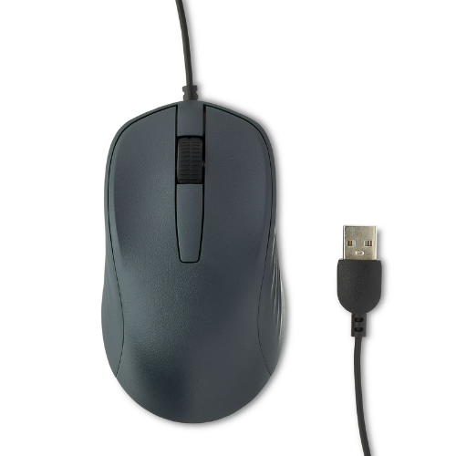 onn Wired USB Mouse With 3 Buttons and USB Connection – Gray