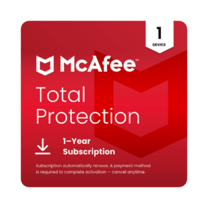 McAfee Total Protection Security Software for One Device One Year