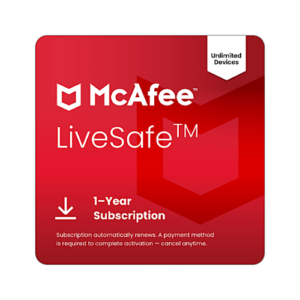 McAfee LiveSafe Security Protection for Unlimited Devices One Year