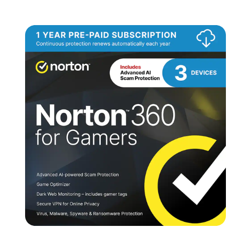 Norton 360 for Gamers Security and Performance for Three Devices