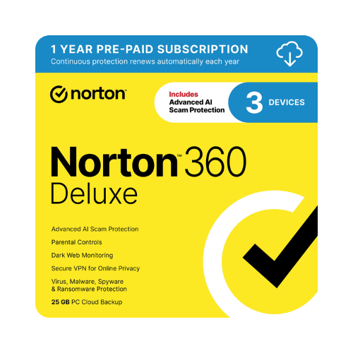 Norton 360 Deluxe Security Suite for Three Devices One Year