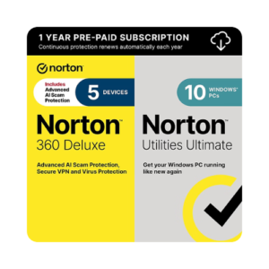 Norton 360 Deluxe and Utilities Ultimate Protection for Five Devices